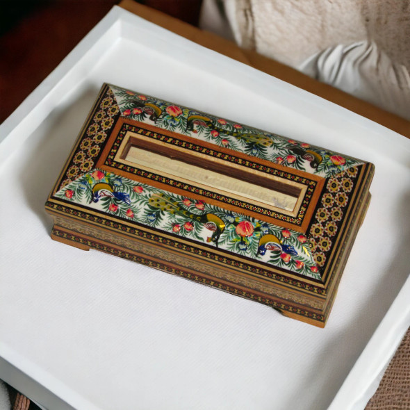 Exclusive Hand Painted Khatamkari Tissue Fine Craftsmanship Detail
