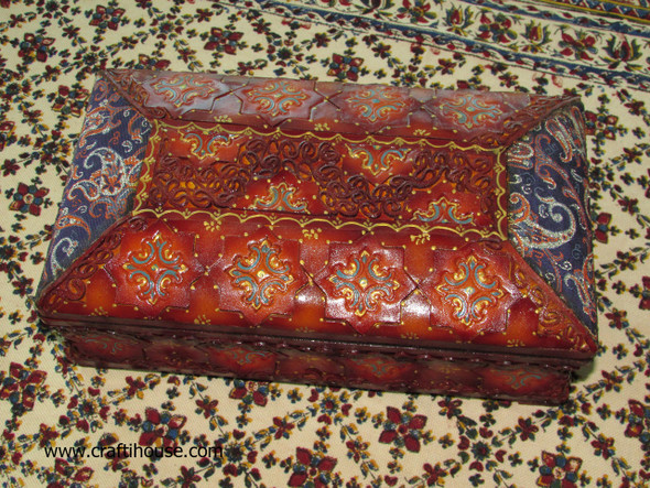 Antique Look Artificial Leather Finish | Handcrafted Jewelry Box | Traditional Khatamkari Art - Luxury Handcrafted Art Craftihouse Dubai