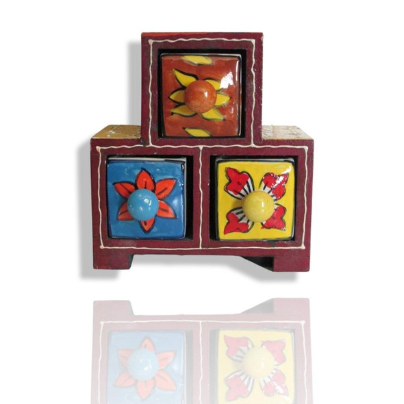 Three Drawer Trinket Box Spice | Boutique Turkish Pottery Masterpiece | Unique Home Accent - Luxury Handcrafted Art Craftihouse Dubai