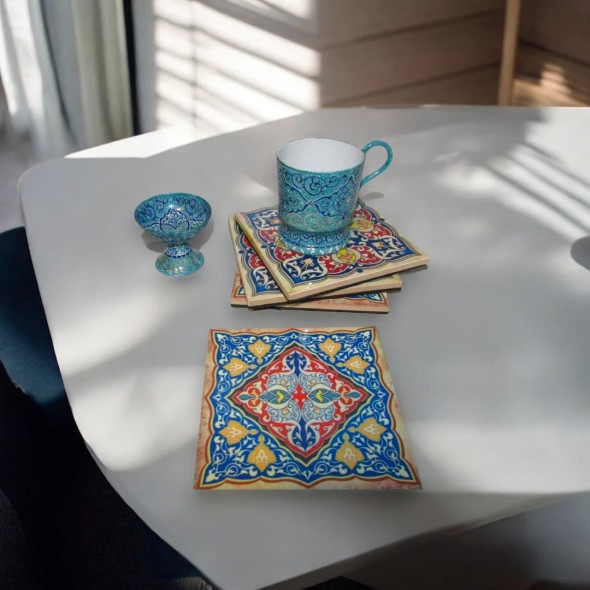 Elegant Tile Pattern 4-piece | Sophisticated Boutique Accessory | Crafted In Dubai - Luxury Handcrafted Art Craftihouse Dubai