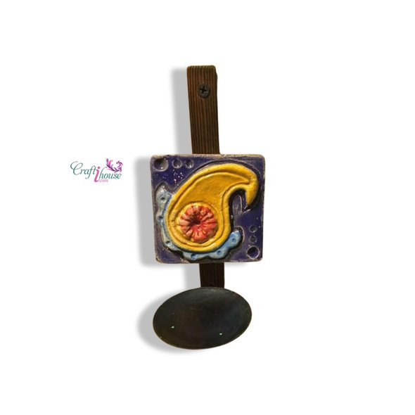 Handmade wooden ceramic wall hanging single candle holder 10x15cm home decor gift