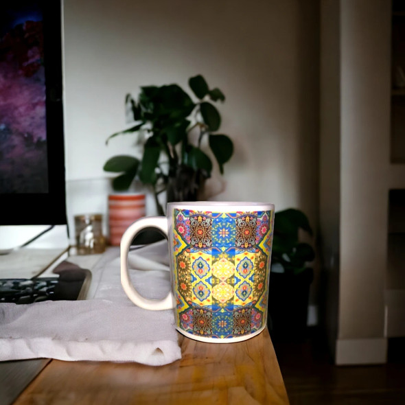 Cute Ceramic Tile . Boutique Coffee Mug | Unique Dubai Cultural Gift - Luxury Handcrafted Art Craftihouse Dubai