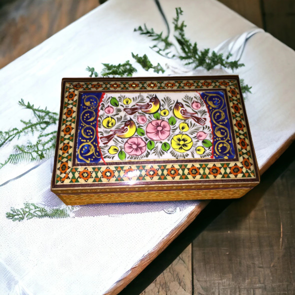 Khatamkari With Miniature | Artisan Inlaid Wooden Box | Luxury Heritage Decor - Luxury Handcrafted Art Craftihouse Dubai