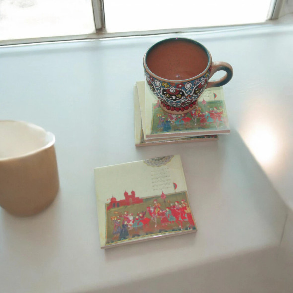 Tile Pattern 4-piece Ceramic | Artisan Home Decor | Unique Middle Eastern Piece - Luxury Handcrafted Art Craftihouse Dubai