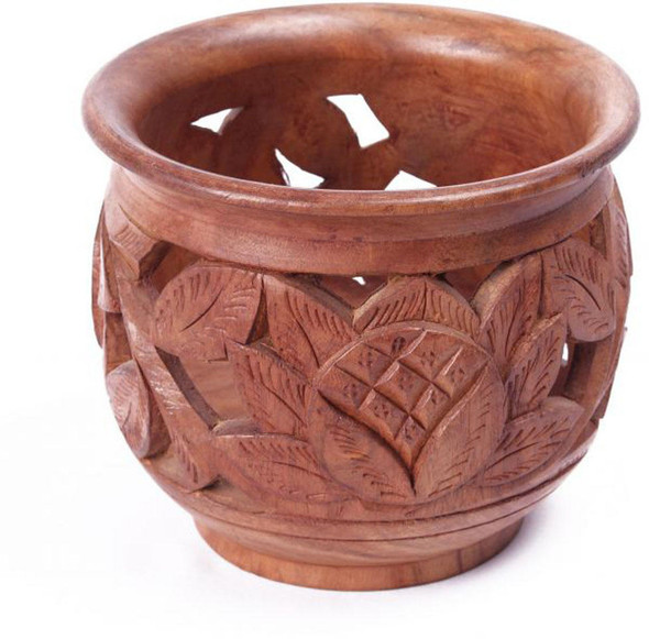 Bowl With Flower Design | Boutique Carved Fruit Basket | Authentic Heritage Design - Luxury Handcrafted Art Craftihouse Dubai