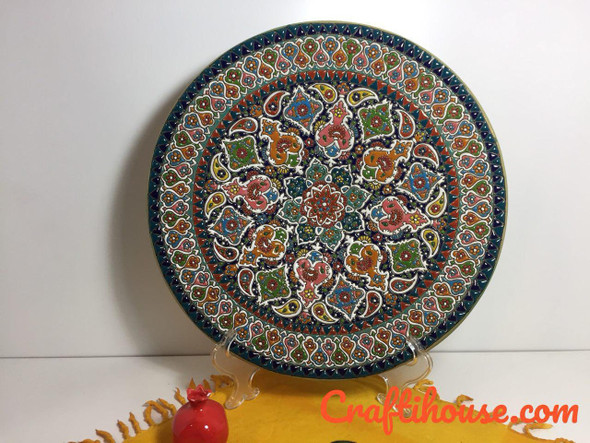 Handcrafted Handmade Enamel Pottery Plate – Luxury Decor - Luxury Handcrafted Art Craftihouse Dubai