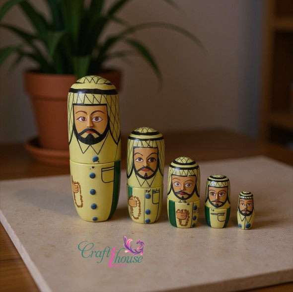 Handmade Arabic wooden dolls set of 5