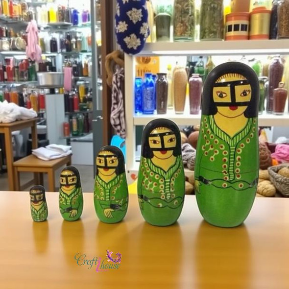 Hand-painted Matryoshka Dolls The | Artisan Home Decor Piece | Unique Middle Eastern Art - Luxury Handcrafted Art Craftihouse Dubai