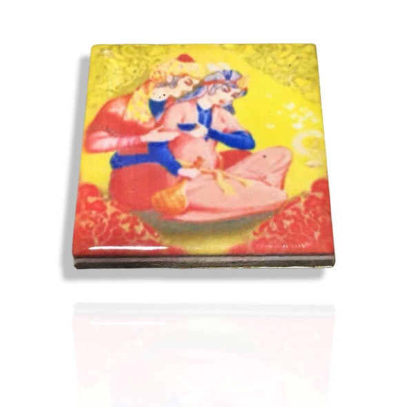 Leyla And Majnoon Ceramic Magnets Tile | Artisan Printed Fridge Magnet | Cultural Heritage Art - Luxury Handcrafted Art Craftihouse Dubai