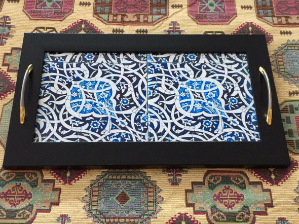 Wooden-ceramic Tray With Tile | Artisan Crafted Ceramic Plate | Luxury Heritage Art - Luxury Handcrafted Art Craftihouse Dubai