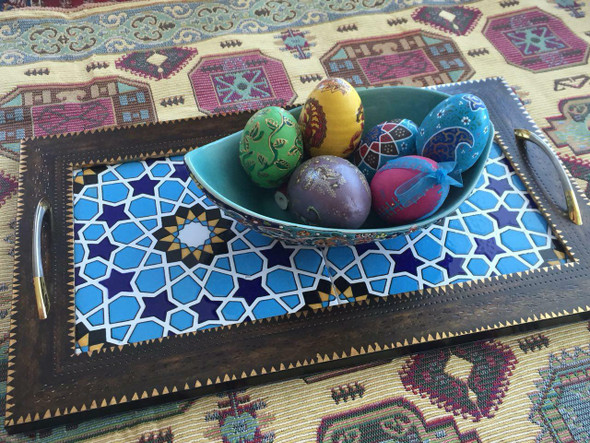 A Cute Wooden-ceramic Tea Serving | Artisan Crafted Ceramic Plate | Luxury Heritage Art - Luxury Handcrafted Art Craftihouse Dubai