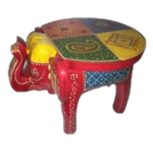 Hand Painted Elephant Side Table Elephant Stool. | High-end Boutique Souvenir | Crafted In Dubai - Luxury Handcrafted Art Craftihouse Dubai