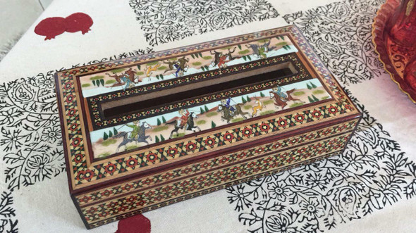 Persian Marquetry Khatam Kari Tissue Box, Treasure Design - Shop Iran Art