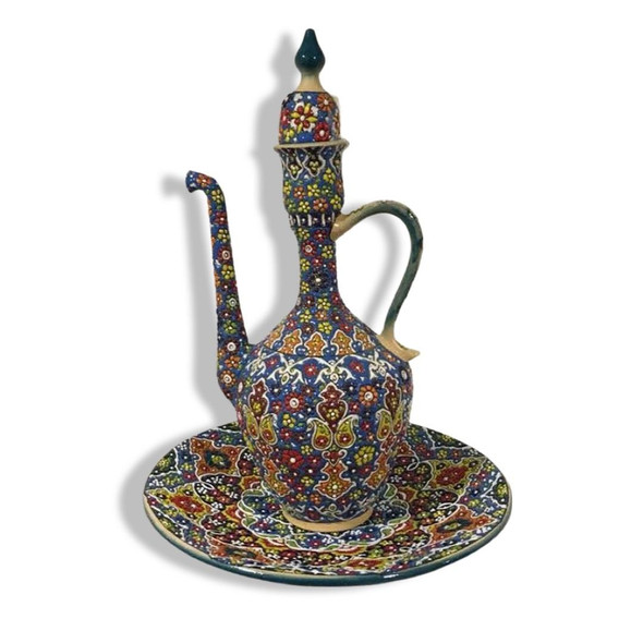Artisan Set of Hand Painted Pitcher and ceramic plate – Premium Gift - Luxury Handcrafted Art Craftihouse Dubai