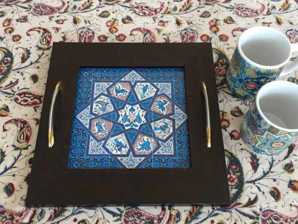 A Cute Square Wooden-ceramic Tea | Artisan Crafted Ceramic Plate | Luxury Heritage Art - Luxury Handcrafted Art Craftihouse Dubai