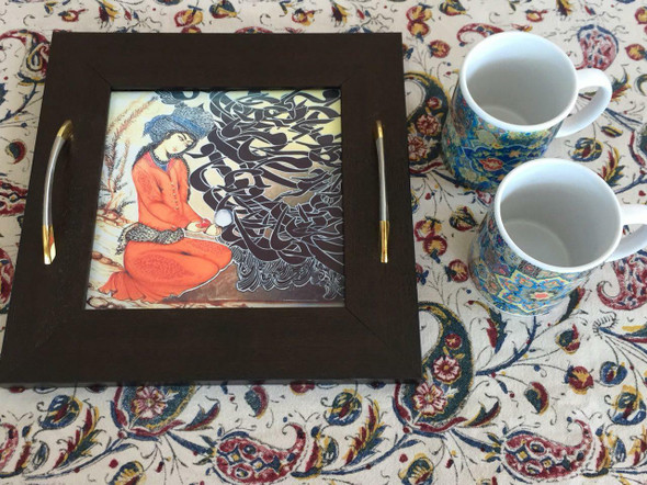 tray with handmade Tile