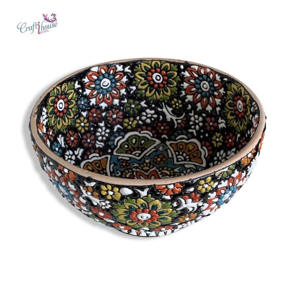 Handcrafted Hand painted serving bowl 15 cm – Luxury Decor - Luxury Handcrafted Art Craftihouse Dubai