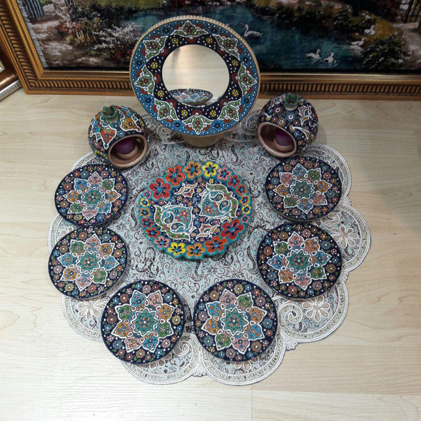 Set Of Hand Enamel Painted Ceramic Haftseen