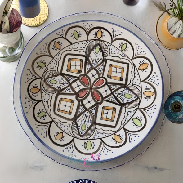 Handcrafted Painted Ceramic Plate | Premium Luxury Decor - Luxury Handcrafted Art Craftihouse Dubai