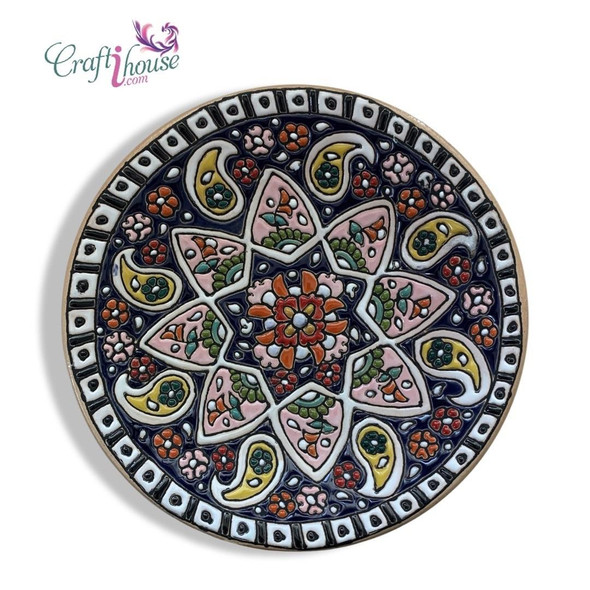 Cute Handmade enamel Painted Pottery Plate.. Wall Hanging Plate.