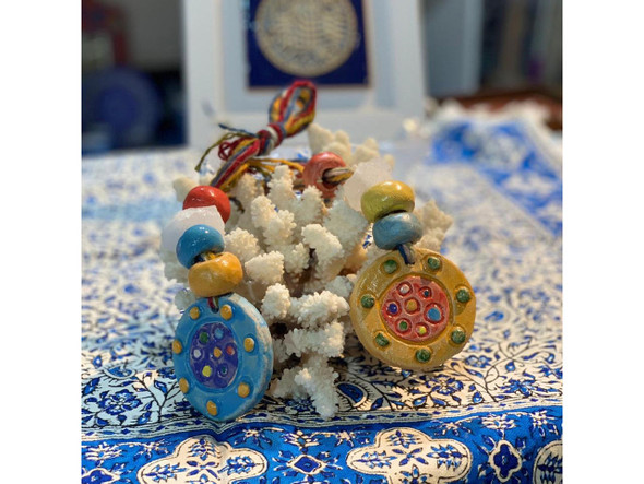 Colourful handmade ceramic wall hanging flowers 5-8cm home decor birthday gift