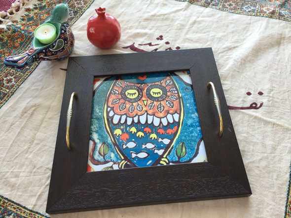 Owl On Ceramic Tea Serving | Premium Handcrafted Memento | High-end Heritage Art - Luxury Handcrafted Art Craftihouse Dubai