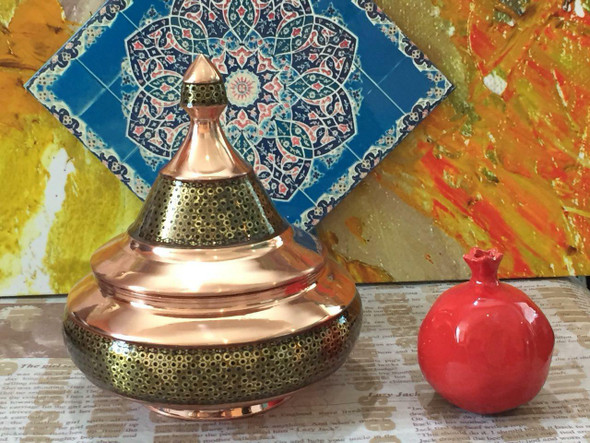Handcrafted Khatam Copper Candy Bowl Lifestyle Visual
