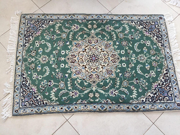 Luxury Handmade Light Green Pattern Naeen Handmade Carpet Premium Design Showcase