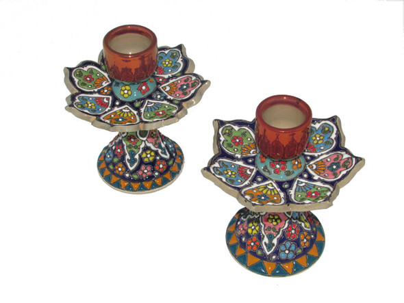 Luxury Handcrafted Lotus shaped set of 2 pcs Textured embossed ceramic candle h... Premium Design Showcase