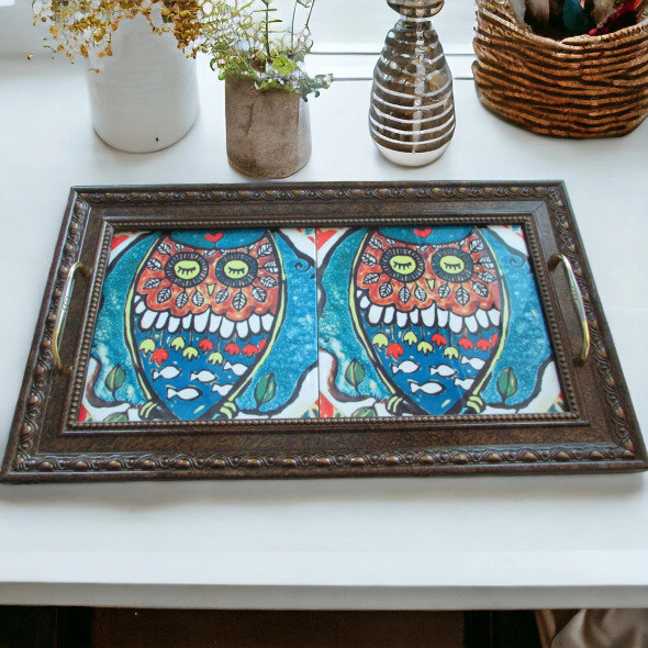 Ceramic Tea Serving Tray With | Premium Handcrafted Memento | High-end Heritage Art - Luxury Handcrafted Art Craftihouse Dubai