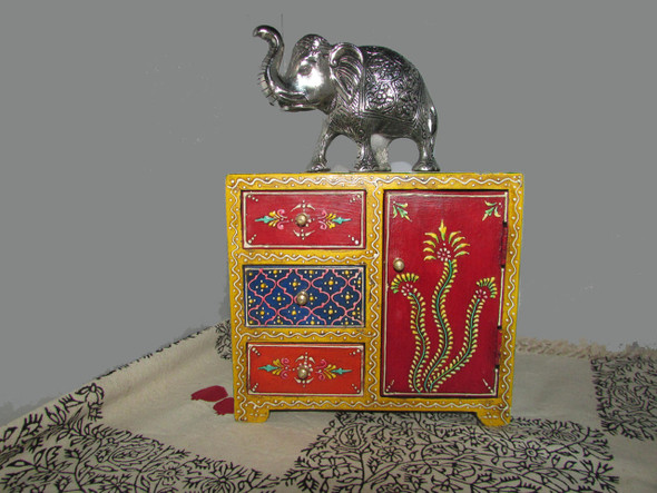 Artisan Hand Painted Wooden Jewelry | Artisan Crafted Trinket Box | Sophisticated Home Decor High-Resolution Product Shot