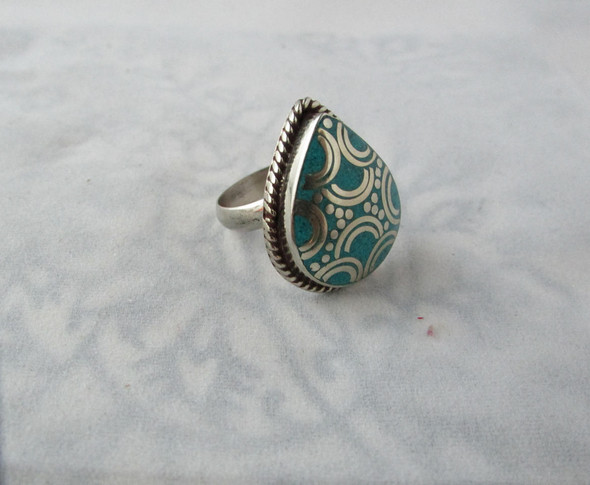 Exclusive turquoise  handmade nepali ring, handmade ring Fine Craftsmanship Detail