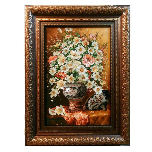 Handmade Handmade Carpet With Frame Size With Frame 72x95cm | Luxury Heritage Decor & Unique Artisan Piece - Luxury Handcrafted Art Craftihouse Dubai