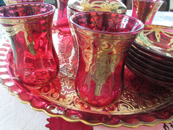 Exclusive Artisan tea glasses sugar bowl Fine Craftsmanship Detail