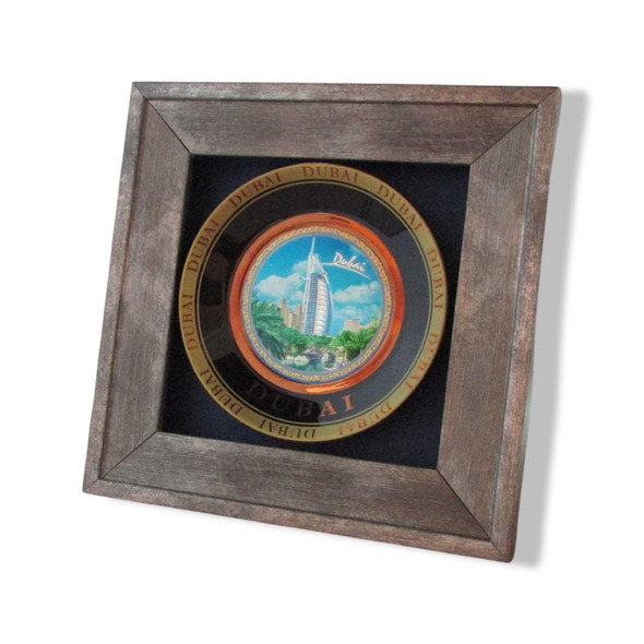 Wall Hanging Framed Burj Al Arab Ceramic Plate With Table Stand - Luxury Handcrafted Souvenir Craftihouse Dubai