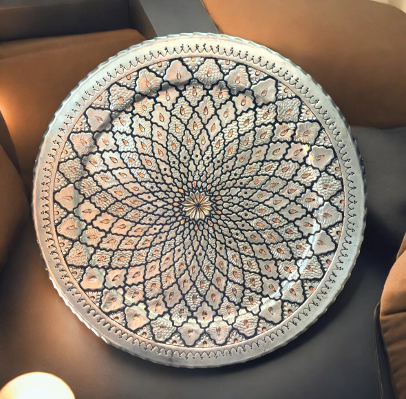 Engraved copper tray