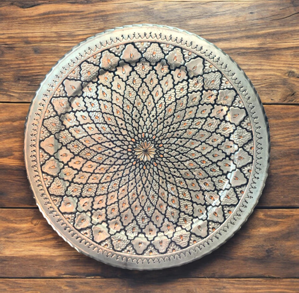 Engraved copper tray
