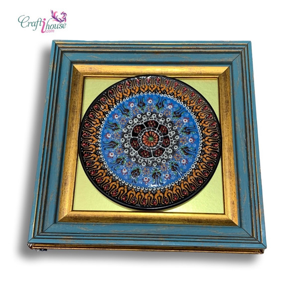 A vibrant hand-painted Persian ceramic plate with a celebratory floral design, perfect for a birthday gift