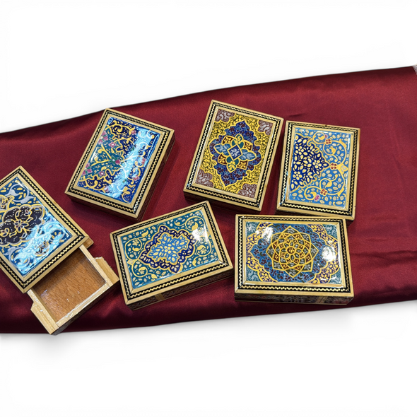 Hand painted wooden Khatmkari jewelry box assorted designs