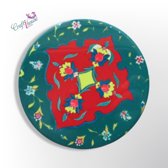 handmade ceramic tea coaster .green color  Eslimi pattern  tea coaster .