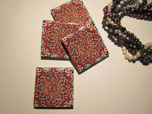 4pcs Red Pattern Ceramic . | Premium Handcrafted Gift & Cultural Souvenir - Luxury Handcrafted Art Craftihouse Dubai