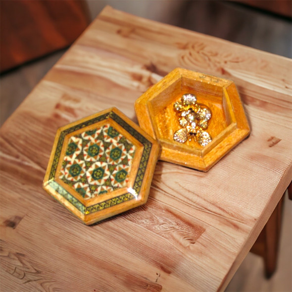 Khatamkari Inlaid Jewelry | Sophisticated Tazhib Painted Box | Elegant Cultural Gift - Luxury Handcrafted Art Craftihouse Dubai