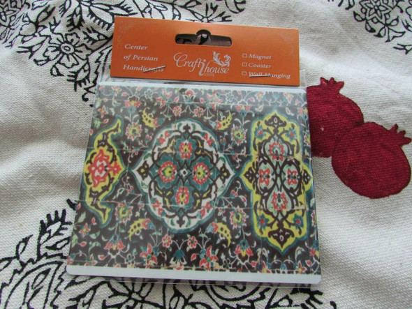 A vibrant set of 4 ceramic fridge magnets featuring intricate 4x4 cm tile patterns, displayed together.
