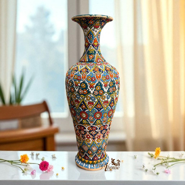 Exclusive Handcrafted Hand Painted Ceramic Flower Vase Fine Craftsmanship Detail