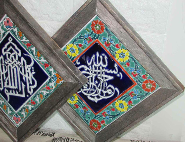 Handcrafted Handmade Wall Hanging Tile with Frame – Luxury Decor - Luxury Handcrafted Art Craftihouse Dubai