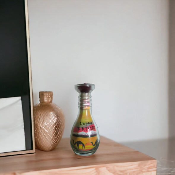 Happy Birthday Sand Bottle Art Customized | Sophisticated Boutique Accessory | Crafted In Dubai - Luxury Handcrafted Art Craftihouse Dubai