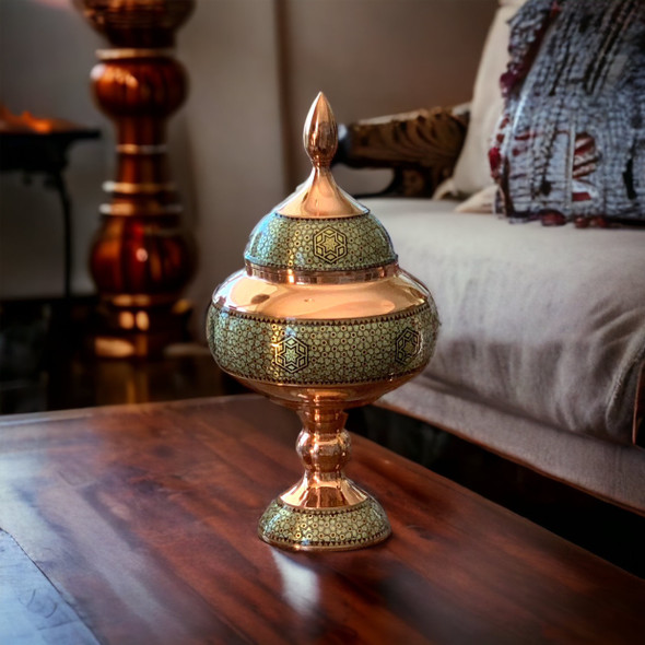 Copper Candy Bowl , Khatamkari candy Bowl , Pedestal Bowl
