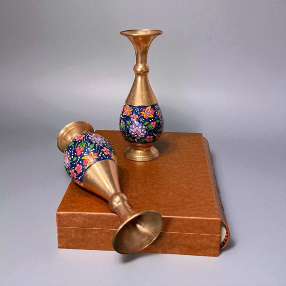 Enamel Painted Copper Vase