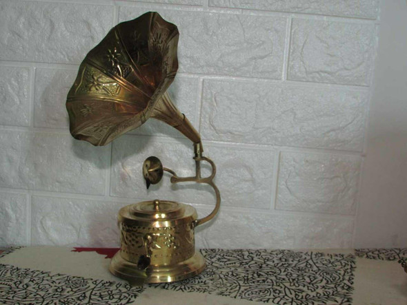 Handcrafted Decorative Brass Gramophone Lifestyle Visual