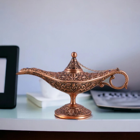 Luxury Sands of Time 33cm Copper Magic Lamp | Grand Zinc Alloy Genie Lamp | Dubai Souvenir Pitcher | Ornate UAE Heritage Decor | Luxury 1001 Nights Gift Premium Design Showcase